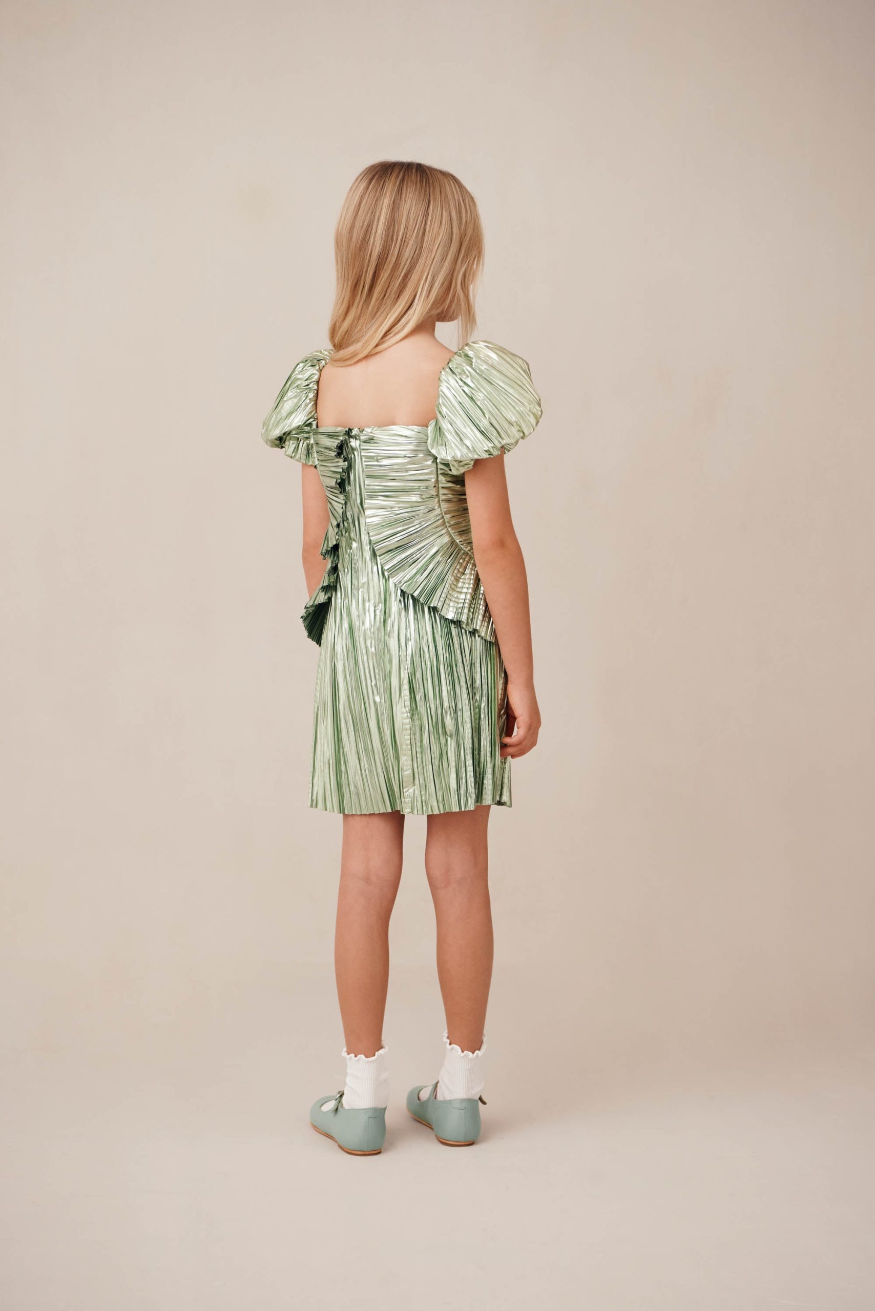 KIDS CHARLIQUE DRESS - SPEARMINT METALLIC - Image 5