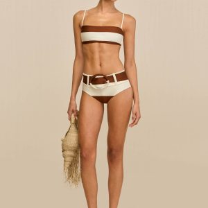 TAREK BIKINI BOTTOM - LARGE SADDLE STRIPE