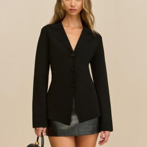 ELOMI KNIT CARDIGAN - BLACK