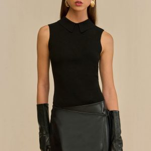 MYKO KNIT BODYSUIT - BLACK
