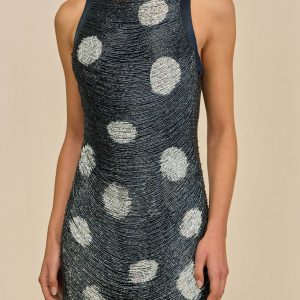 MADISON DRESS - LARGE DOT DEEP LAKE