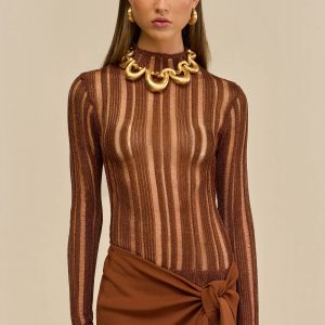 KYLA KNIT TOP - SADDLE