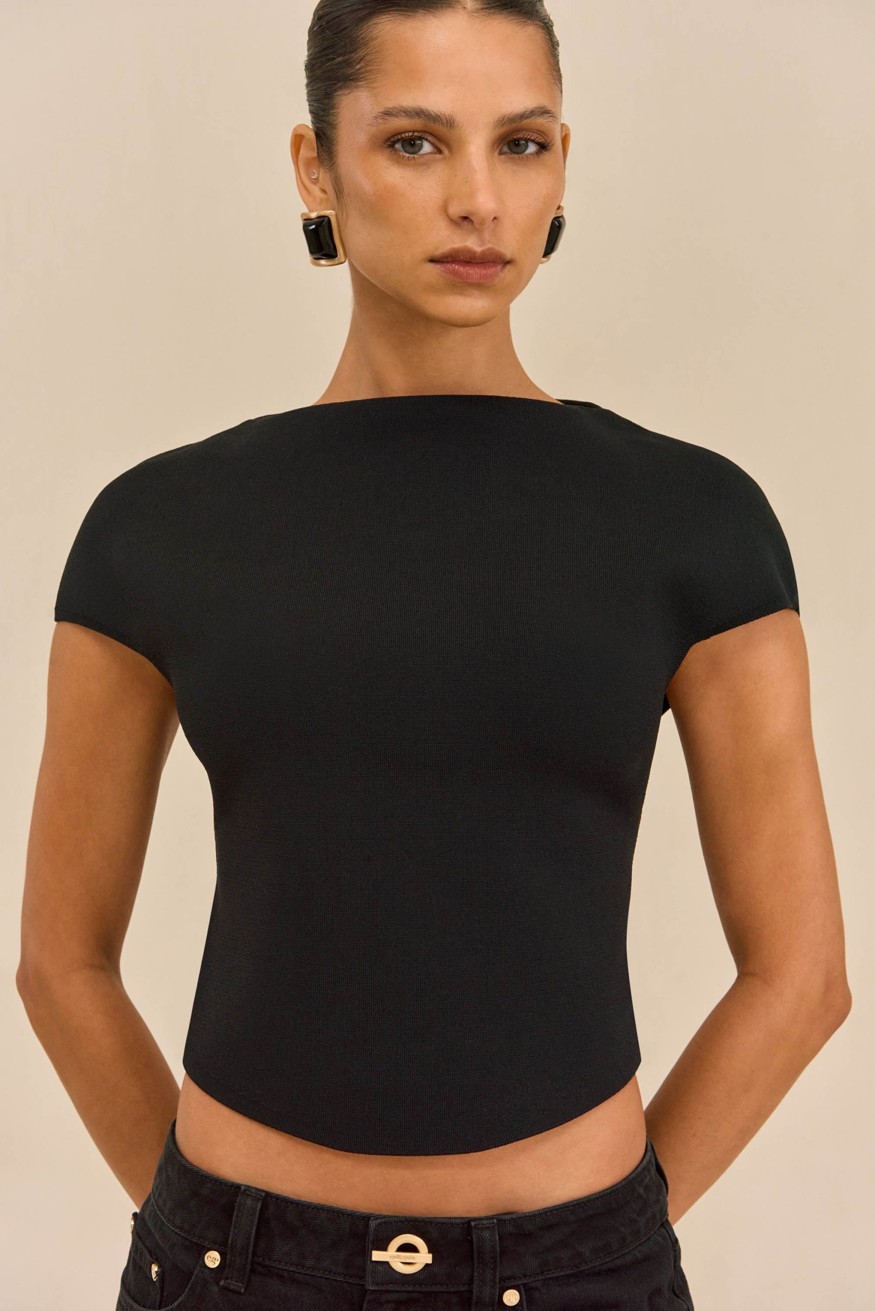 VIRGINIANA KNIT TOP - BLACK - Image 3
