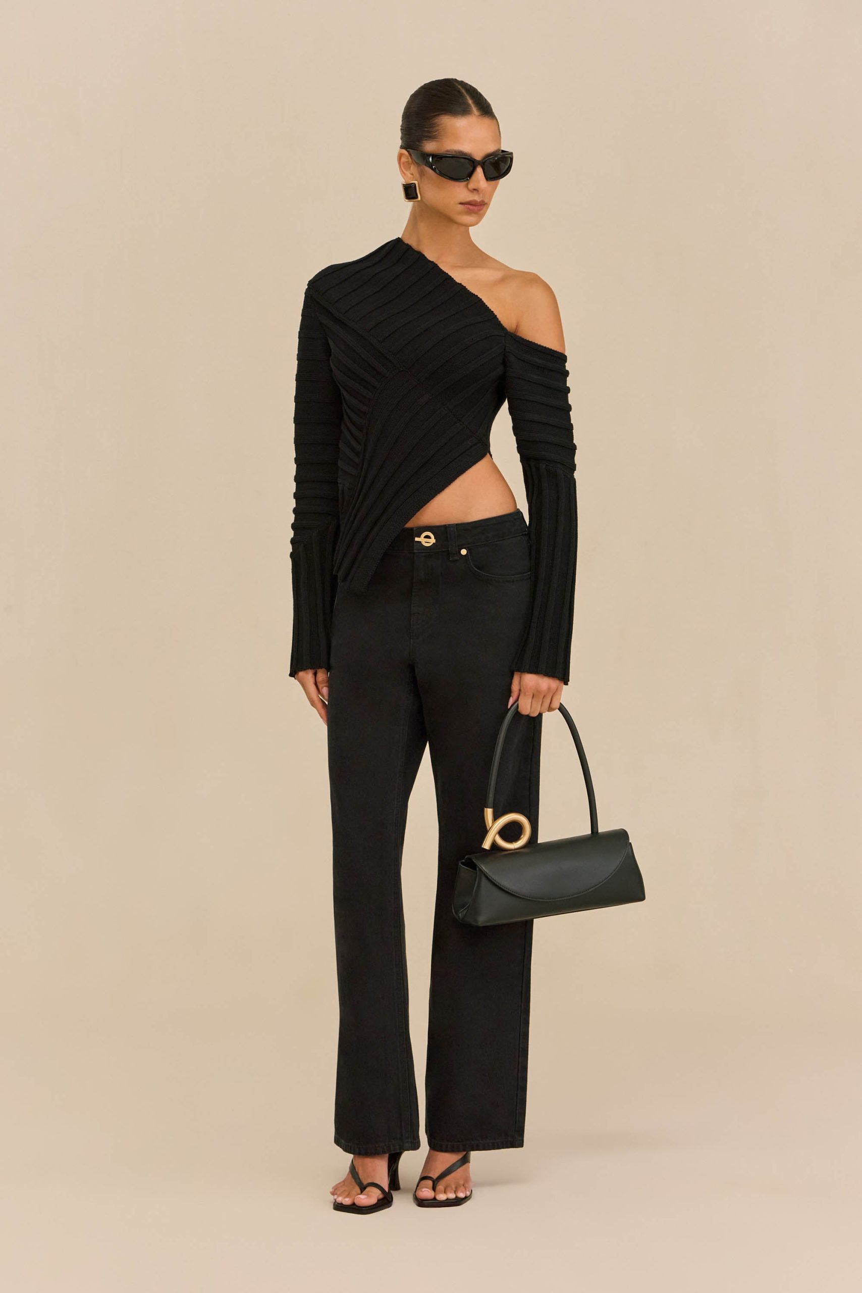JAIDAN KNIT TOP - BLACK - Image 2