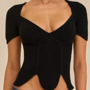 ELIZA KNIT TOP - BLACK