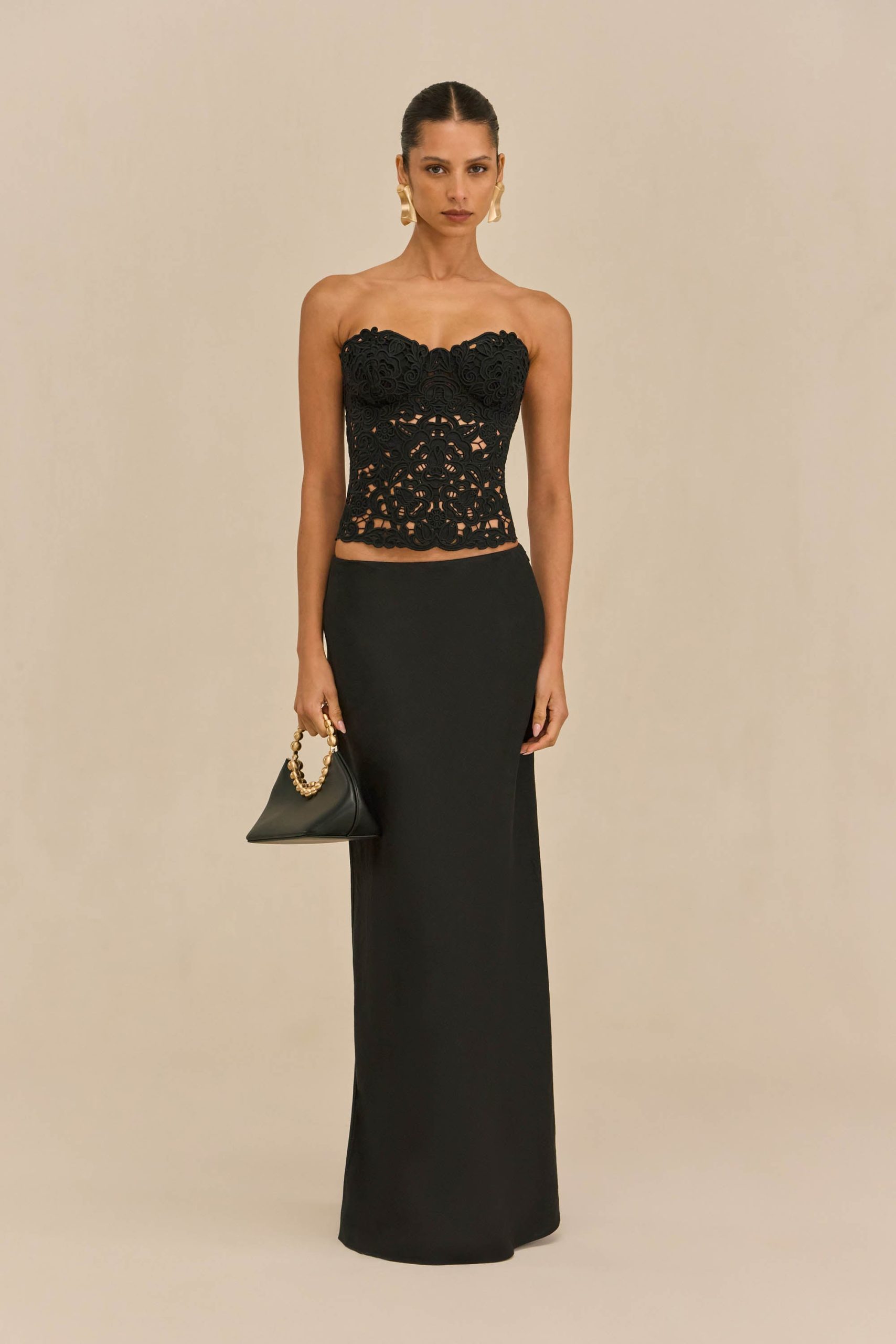CHANTEL SKIRT - BLACK LINEN