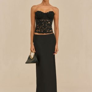 CHANTEL SKIRT - BLACK LINEN