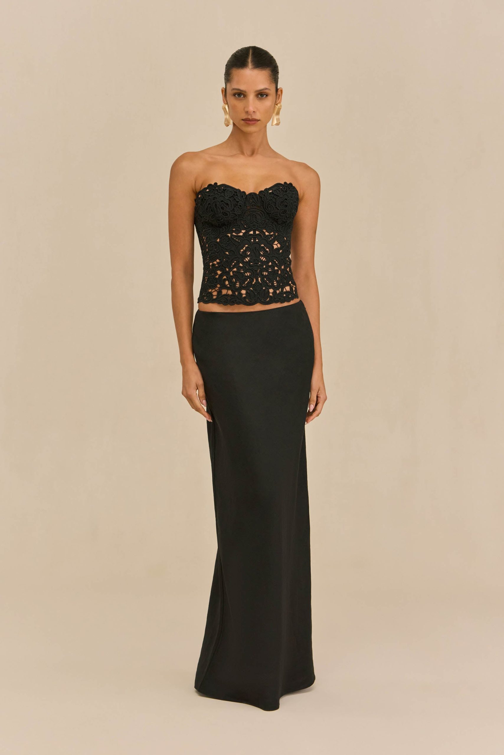 CHANTEL SKIRT - BLACK LINEN - Image 3