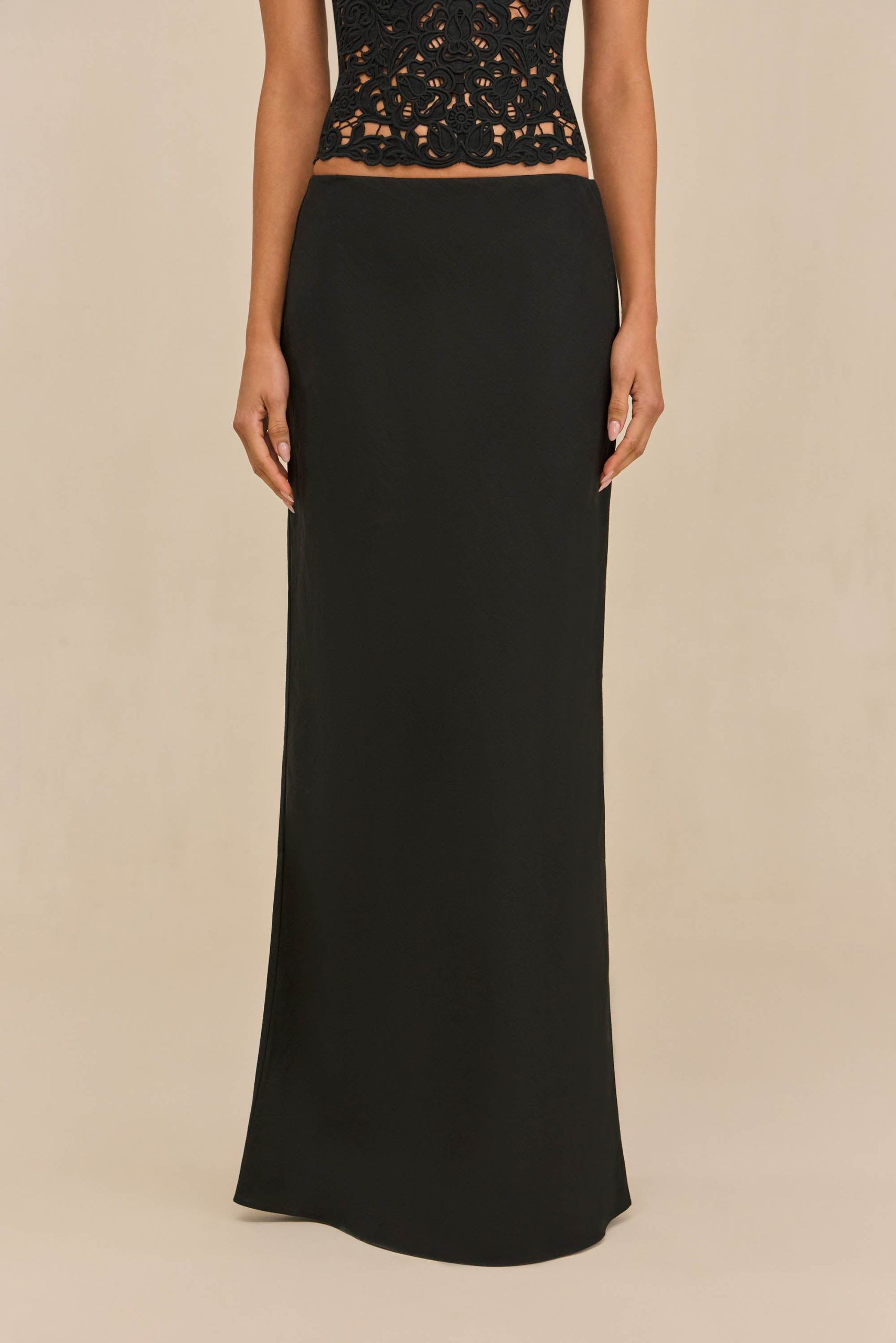 CHANTEL SKIRT - BLACK LINEN - Image 2
