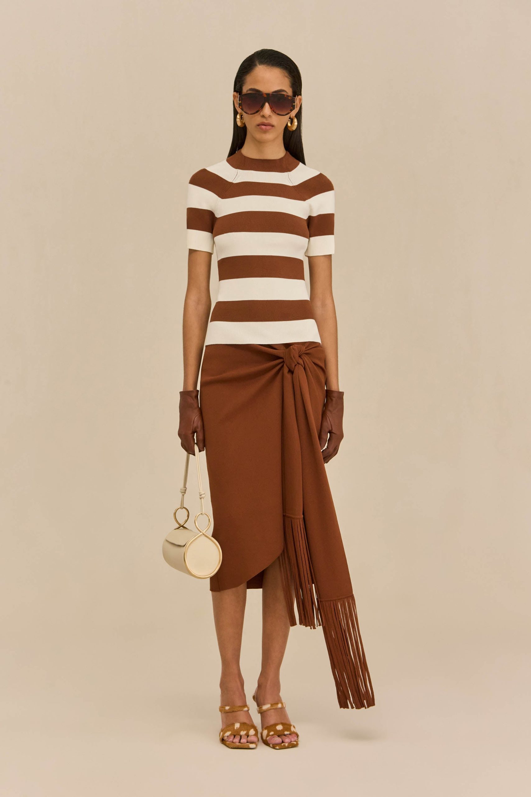OLYA KNIT TOP - LARGE SADDLE STRIPE - Image 4