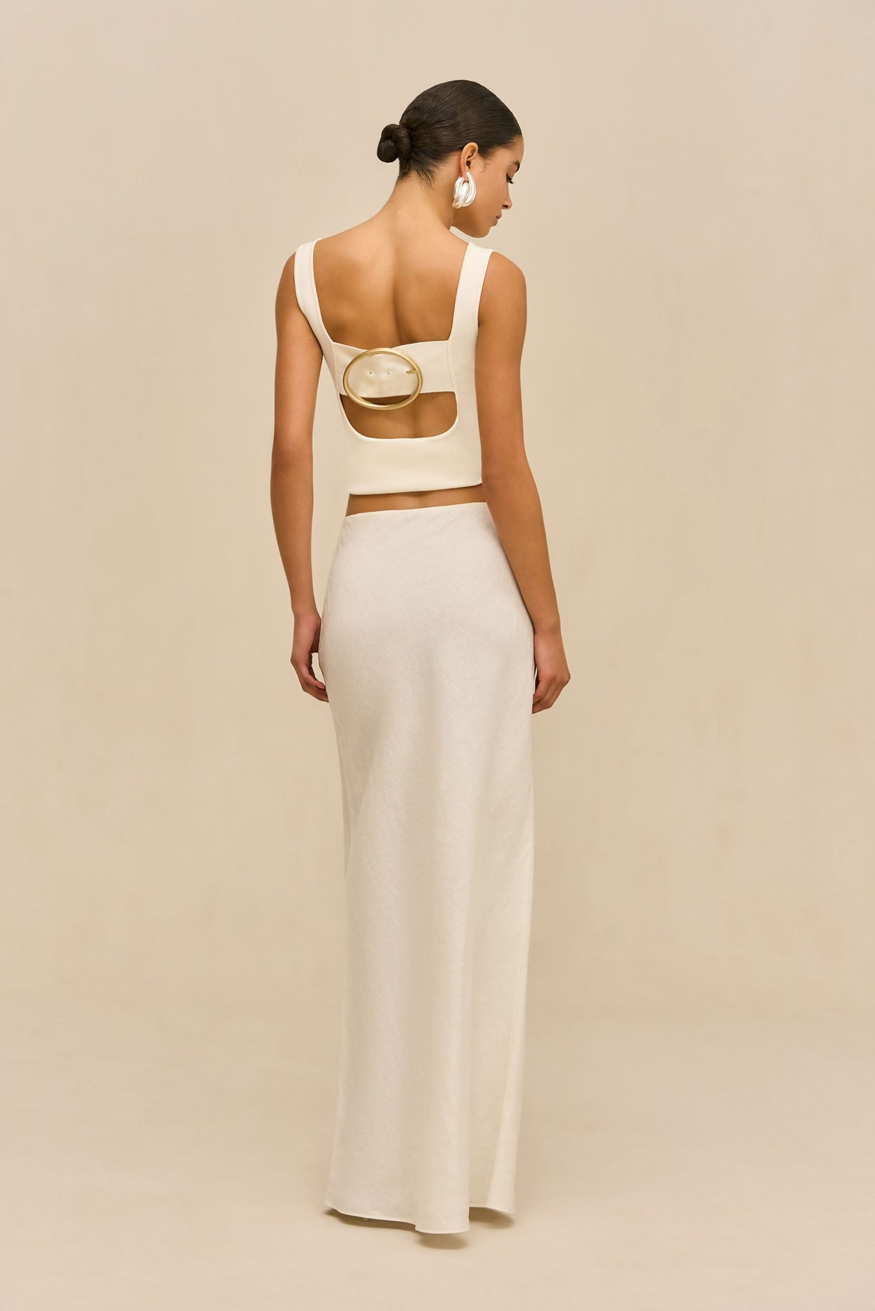 CHANTEL SKIRT - OFF WHITE LINEN - Image 4