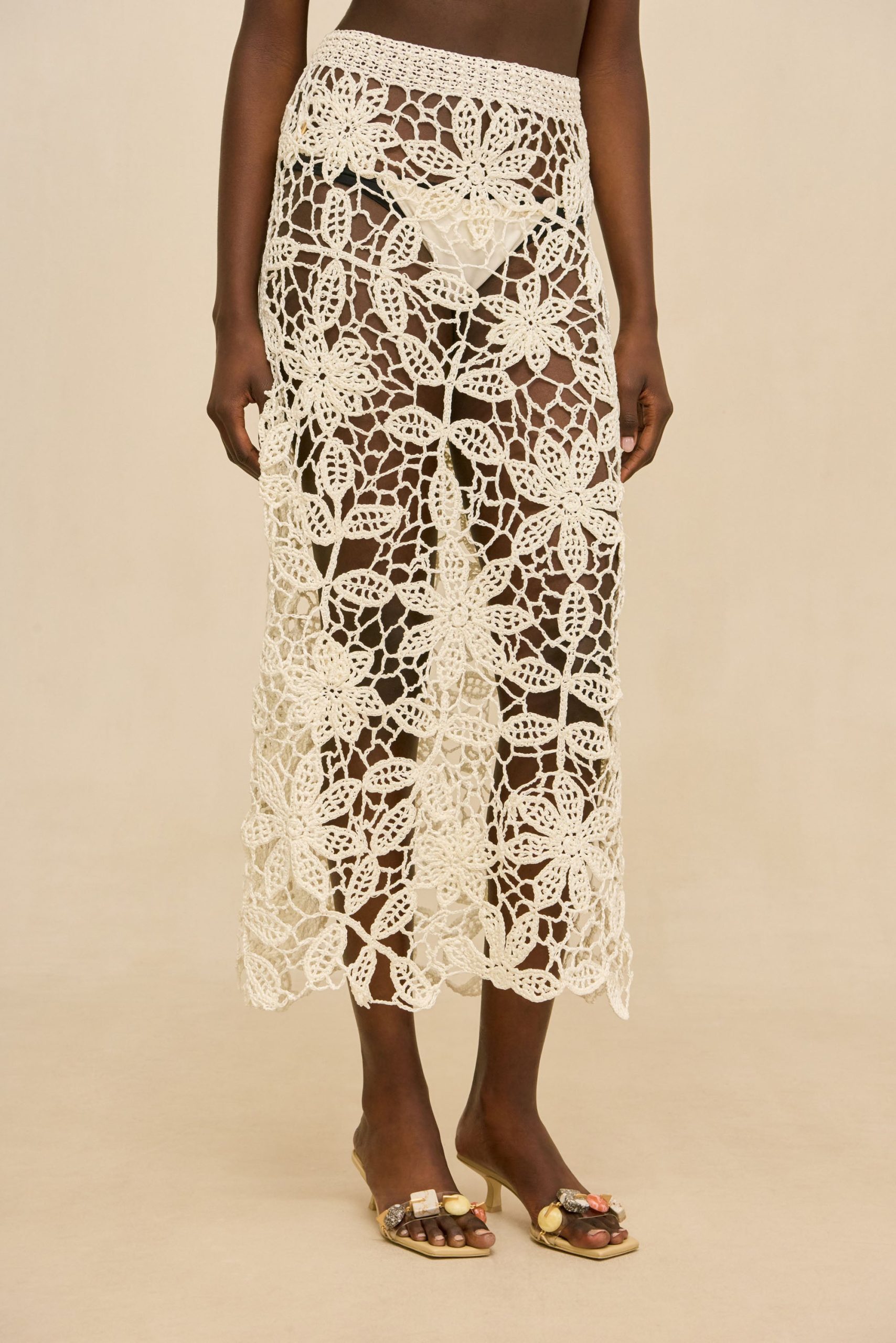 AMINA CROCHET SKIRT - WHITE - Image 2