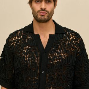 BOHOL CROCHET SHIRT - BLACK