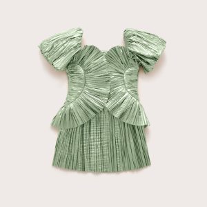KIDS CHARLIQUE DRESS - SPEARMINT METALLIC