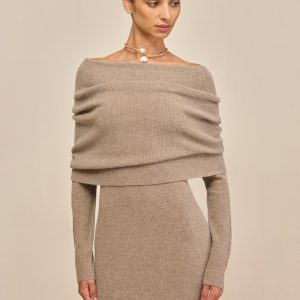 CARLINE KNIT DRESS - TOAST