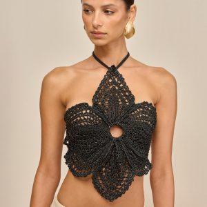DARLENA CROCHET TOP - BLACK