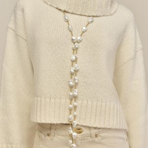 VANA LARIAT NECKLACE - PEARL