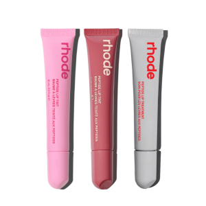 the peptide lip trio strawberry glaze. jelly bean. salty tan